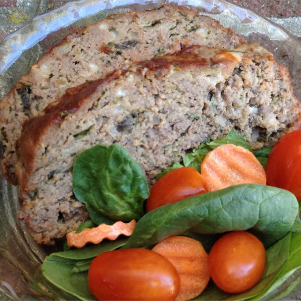 Heavenly Meatloaf with Blue Cheese, Mushrooms, and Spinach