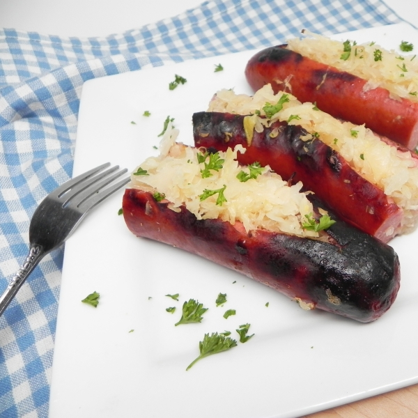 Grilled Sauerkraut-Stuffed Kielbasa