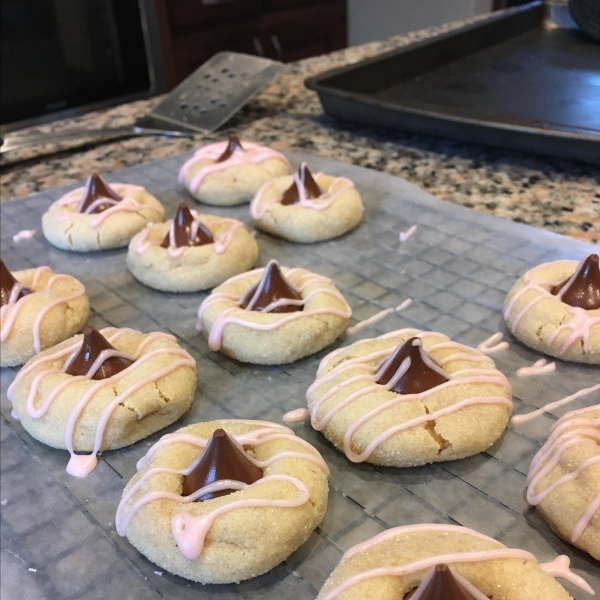 Raspberry Almond Kiss Cookies