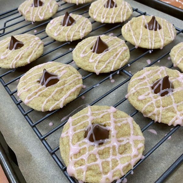 Raspberry Almond Kiss Cookies