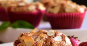 Strawberry, Lemon, and Almond Oatmeal-Yogurt Muffins