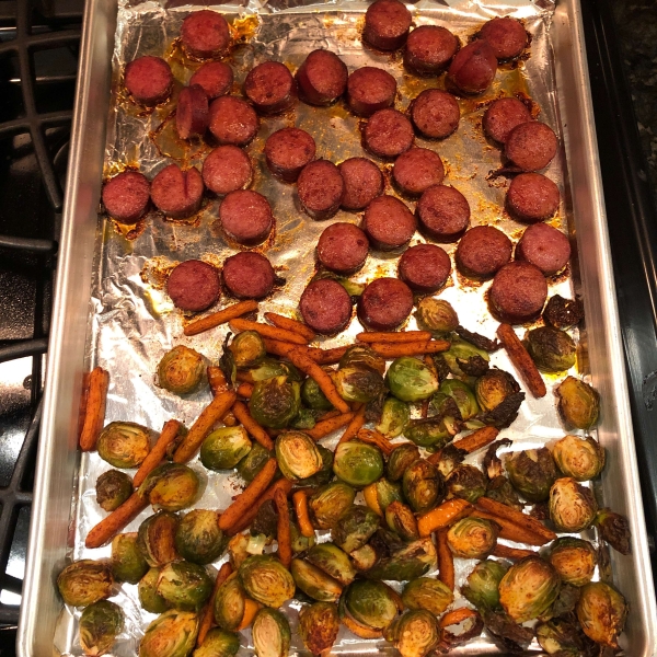 Roasted Brussels Sprouts and Kielbasa