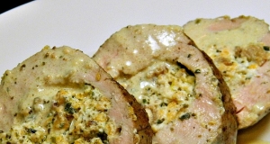 Pesto and Cheese Stuffed Pork Tenderloin