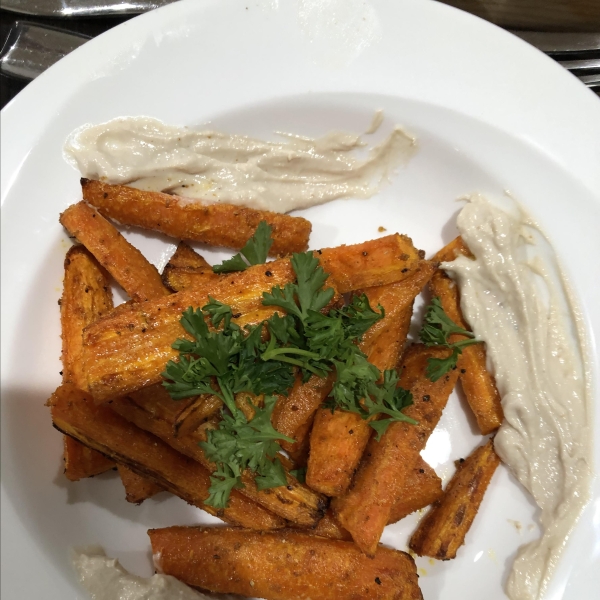 Air-Fried Carrots with Tahini-Lemon Sauce