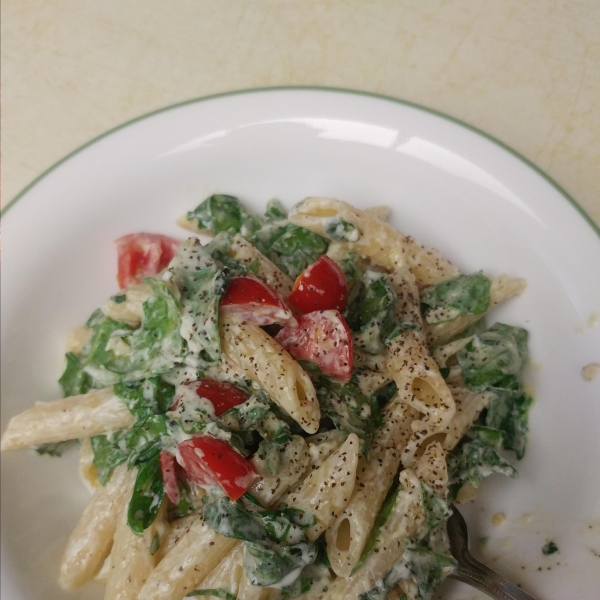 Goat Cheese and Arugula over Penne