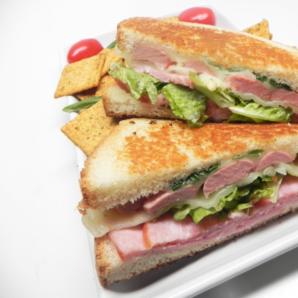 Mizuna, Cheese, and Sausage Sandwich Toast