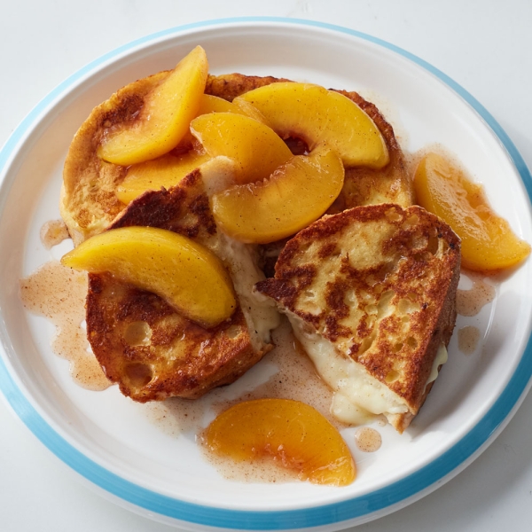 Mascarpone Stuffed French Toast with Peaches