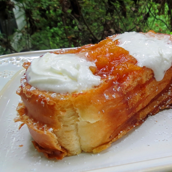 Mascarpone Stuffed French Toast with Peaches