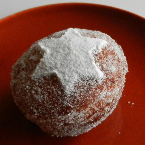 Pumpkin Sufganiot with Cranberry Jelly