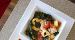 Hearty Chicken and Tortellini Stew with Cheesy Garlic Bread