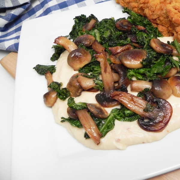 Mushroom and Kale Stir-Fry over Navy Beans