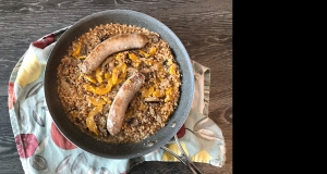 Sausage and Farro Skillet with Mushrooms and Delicata Squash