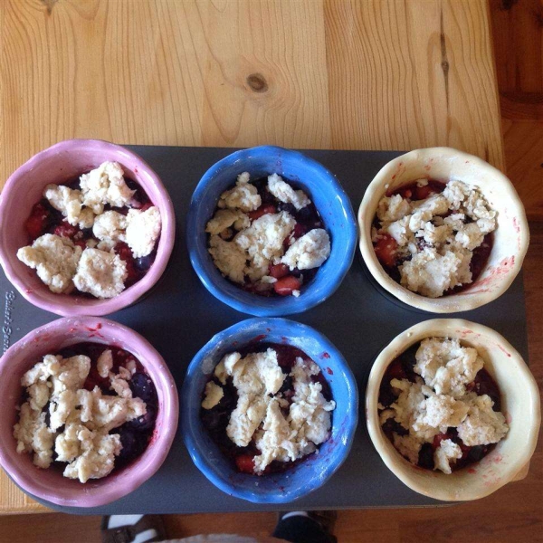 Rhubarb, Strawberry, and Blueberry Cobblerette
