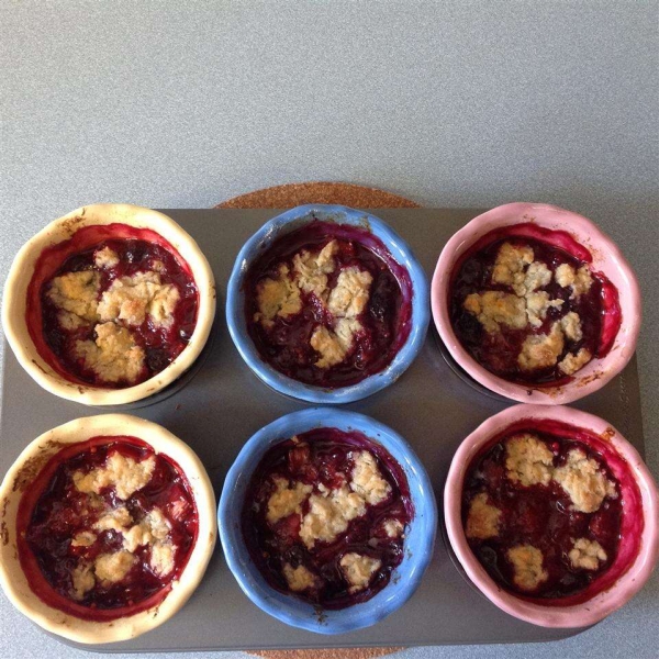 Rhubarb, Strawberry, and Blueberry Cobblerette