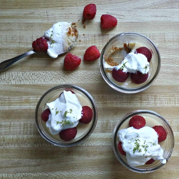 Key Lime and Raspberry Pies in Jars