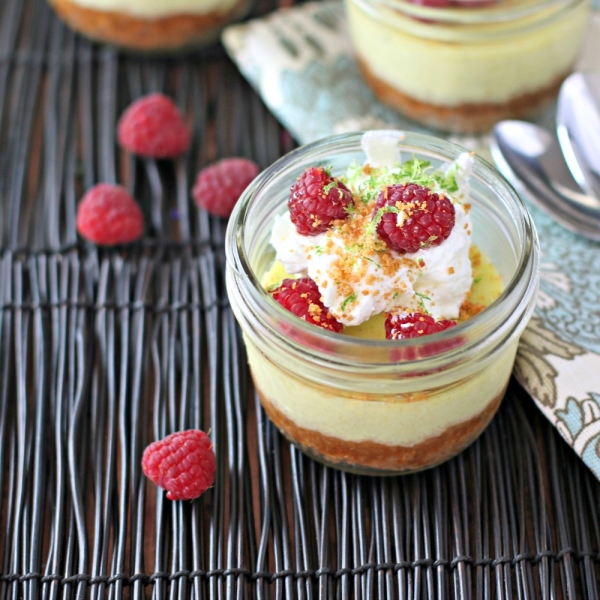 Key Lime and Raspberry Pies in Jars