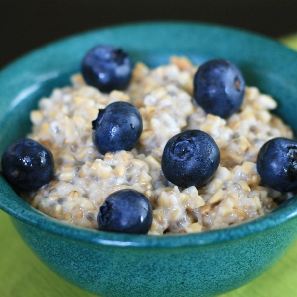 Steel Cut Oats with Blueberries and Lemon Zest