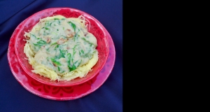 Paleo Spaghetti Squash with Spinach and Bacon Cream