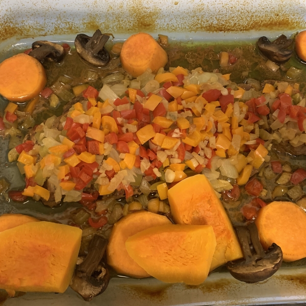 Churrasco (Stewed Skirt Steak) with Peppers and Onions