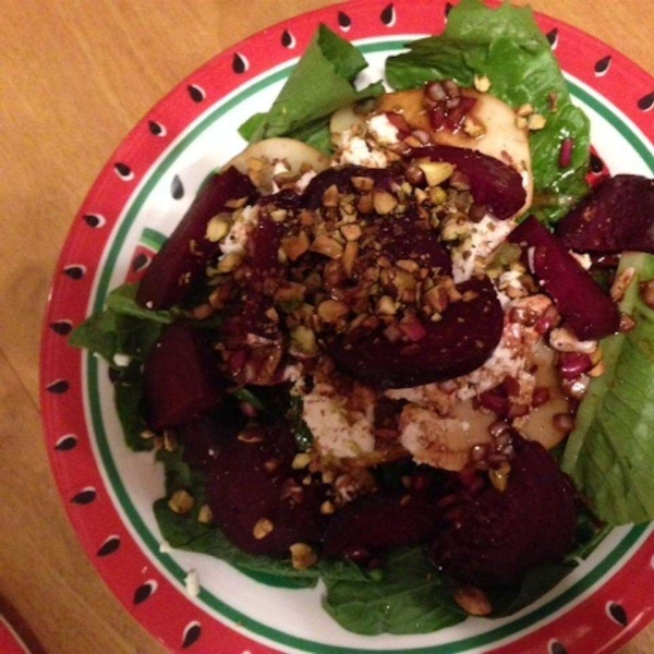 Roasted Beet, Peach, and Goat Cheese Salad