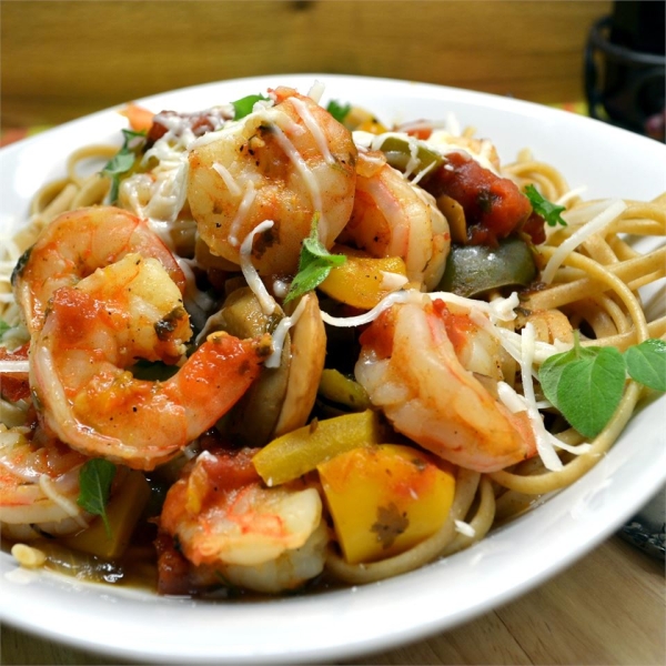 Spaghetti Diablo with Shrimp