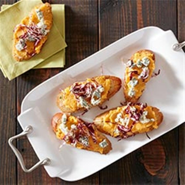 Butternut Crostini with Radicchio and Blue Cheese