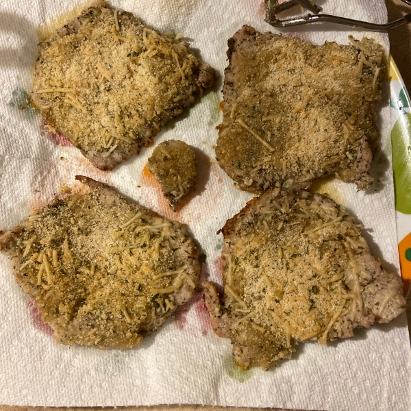 Pan-Seared Marinated Pork Cutlets with a Parmesan-Garlic Crust