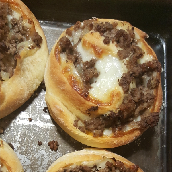 Ground Beef Pinwheels with Mushroom Sauce