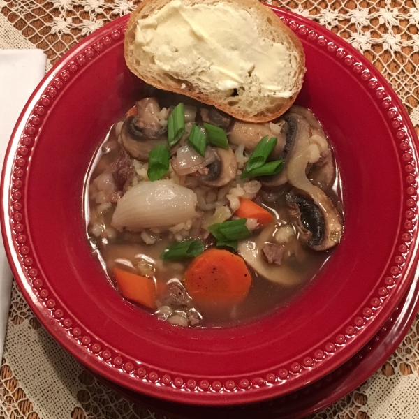 Beefy Mushroom Barley Soup