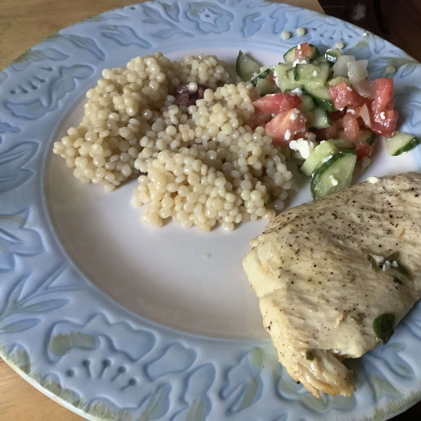Lemon Herb Chicken with Couscous and Cucumber Salad