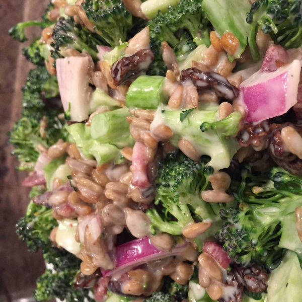 Bacon Broccoli Salad with Raisins and Sunflower Seeds