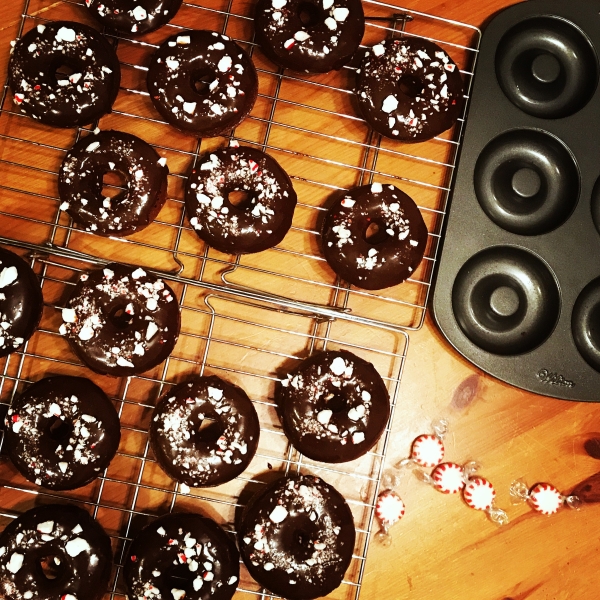 Chocolate-Peppermint Cake Donuts