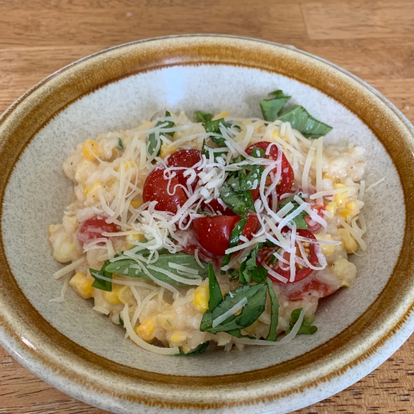 Risotto with Tomato, Corn and Basil