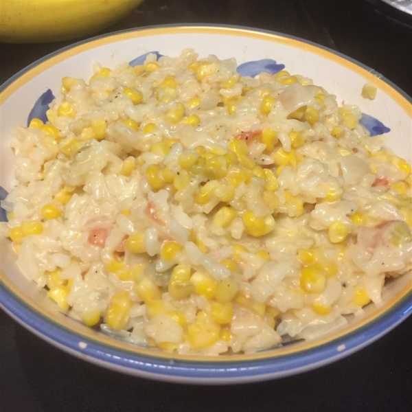 Risotto with Tomato, Corn and Basil