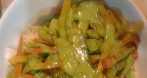 Adzuki Bean Mango Stir Fry with Cilantro Lime Coconut Sauce