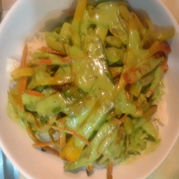 Adzuki Bean Mango Stir Fry with Cilantro Lime Coconut Sauce