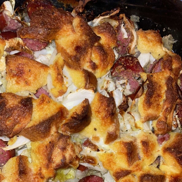 Mennonite Cabbage Potato Kielbasa Bake