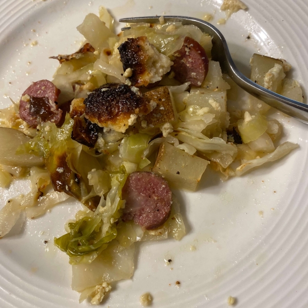 Mennonite Cabbage Potato Kielbasa Bake