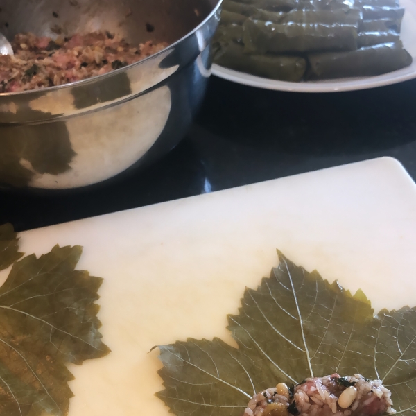 Lamb and Rice Stuffed Grape Leaves