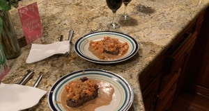 Filet Mignon with Garlic Shrimp Cream Sauce