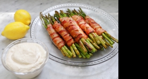 Keto Bacon-Wrapped Asparagus with Lemon Aioli