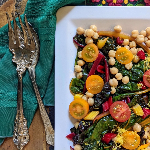 Swiss Chard with Garbanzo Beans and Fresh Tomatoes