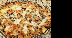 Savory Bread Pudding with Mushrooms and Leeks