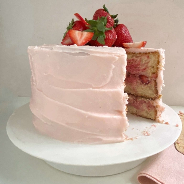 Fresh Strawberry Marble Cake