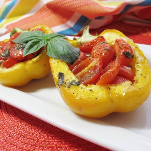 Peppers Roasted with Garlic, Basil and Tomatoes