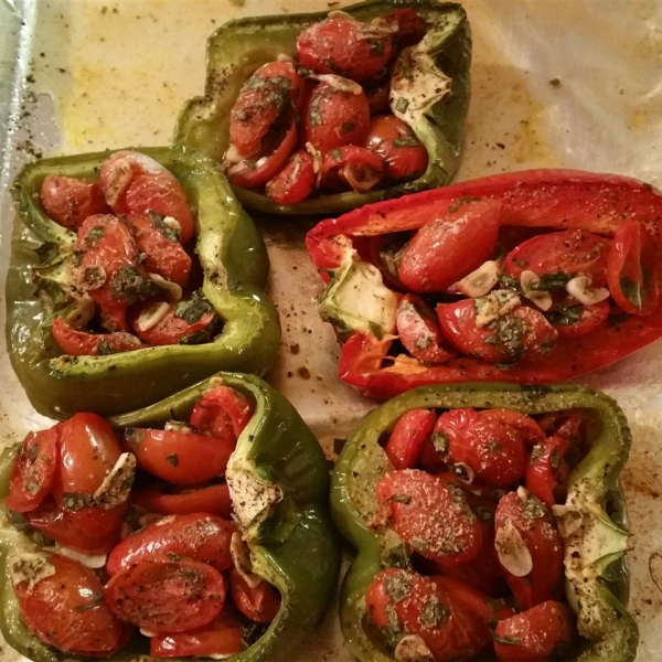 Peppers Roasted with Garlic, Basil and Tomatoes