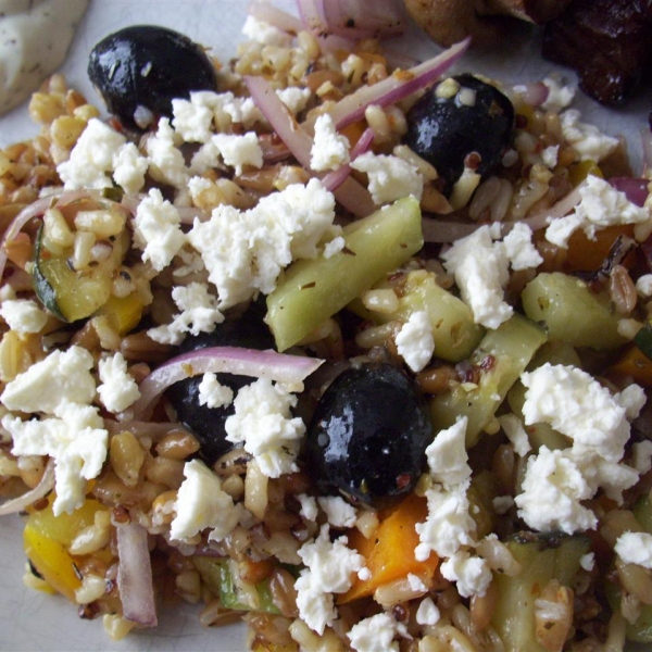 Quinoa, Couscous, and Farro Salad with Summer Vegetables