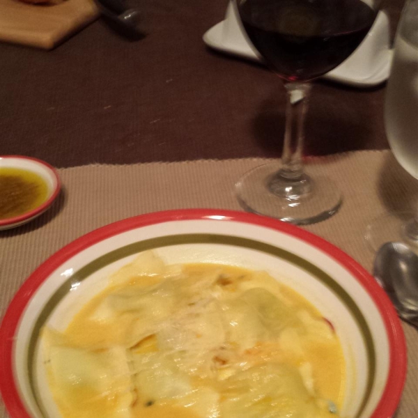 Butternut Squash Soup with Spinach Ravioli