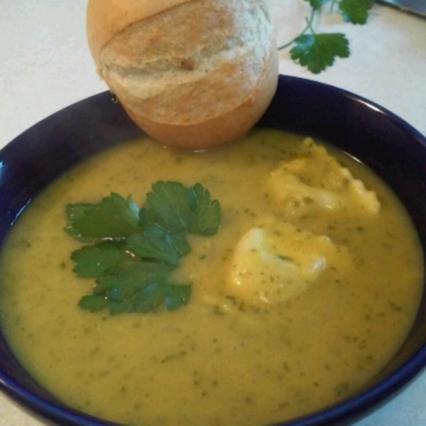 Butternut Squash Soup with Spinach Ravioli