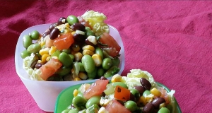 Edamame Salad with Homemade Garlic Cilantro Vinaigrette